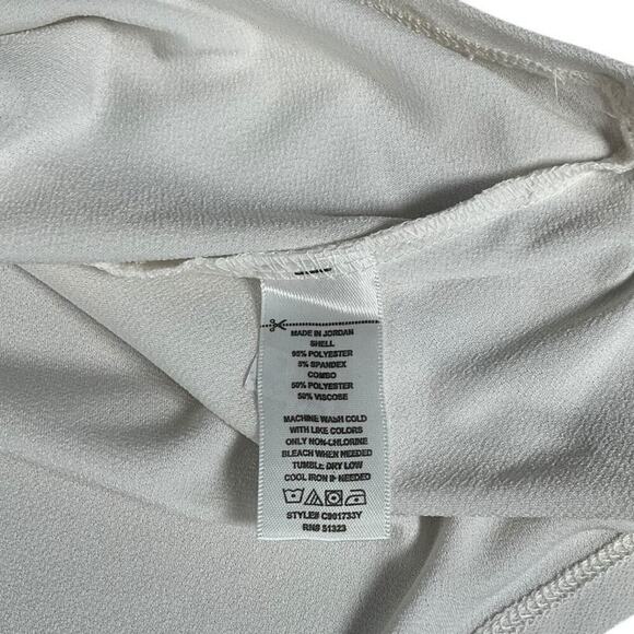 CeCe Mixed Media Round Neck Polka Dot Puff Short Sleeve Top Medium White NWT - Picture 10 of 10